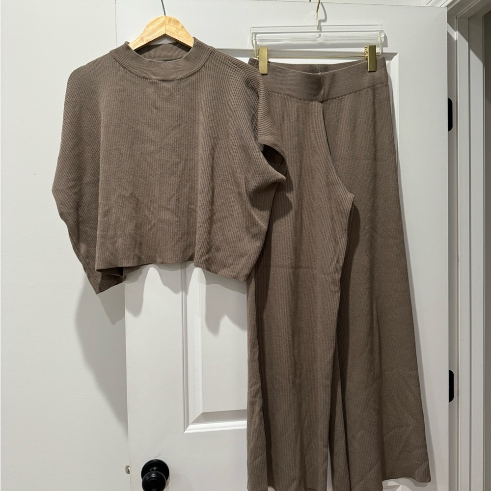 By Together Brown Wide Leg Pants & Top Set
